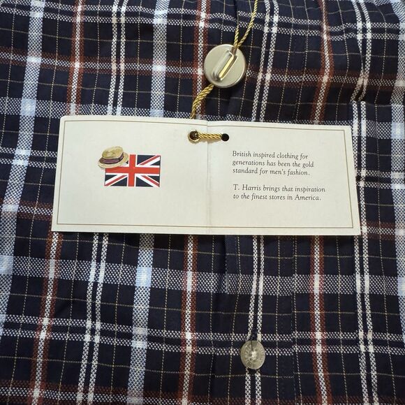 NWT T.Harris London Men's Plaid 100% Cotton Button Down Shirt Size Small - Picture 8 of 9